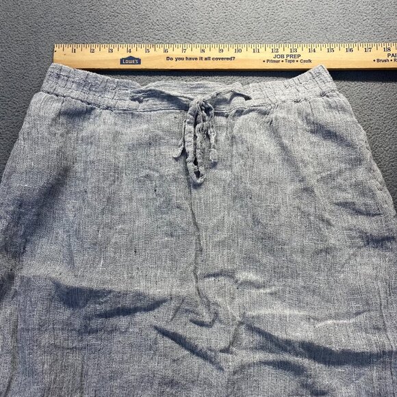 Tahari Size Large Gauzy Pull On Elastic Waist 100% Linen Gray Skirt Pockets - Picture 4 of 9